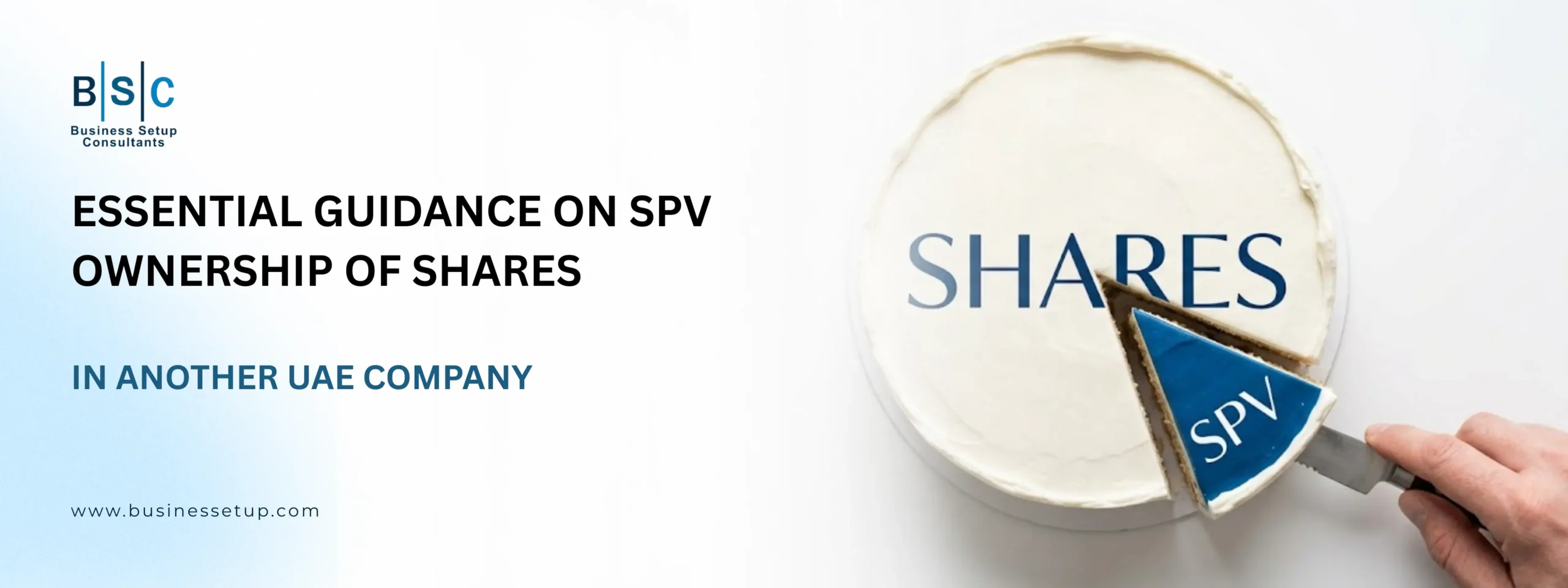 Essential Guidance on SPV ownership of shares in Another UAE Company Conceptual image of a cake labeled "Shares," with one "SPV" slice being removed, illustrating SPV ownership of shares.