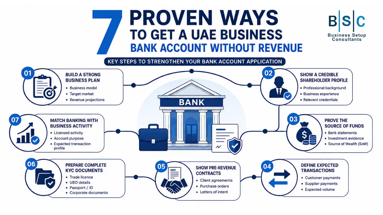 7 Proven Ways to Get a UAE business bank account without revenue